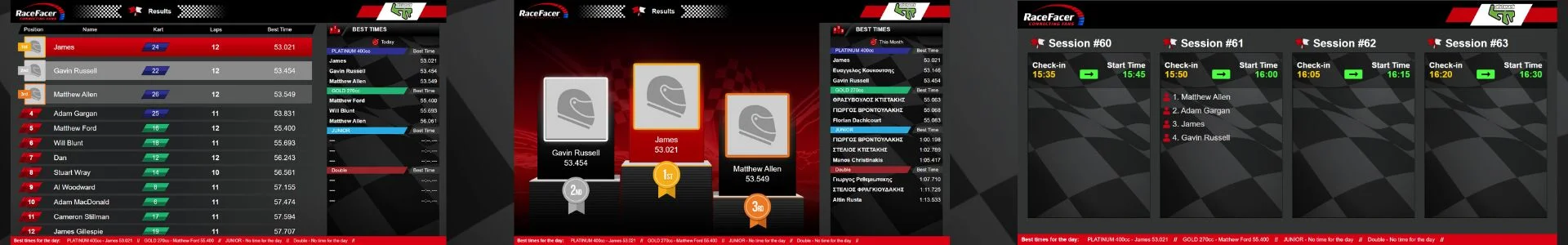 screenshots of the interface of racefacer